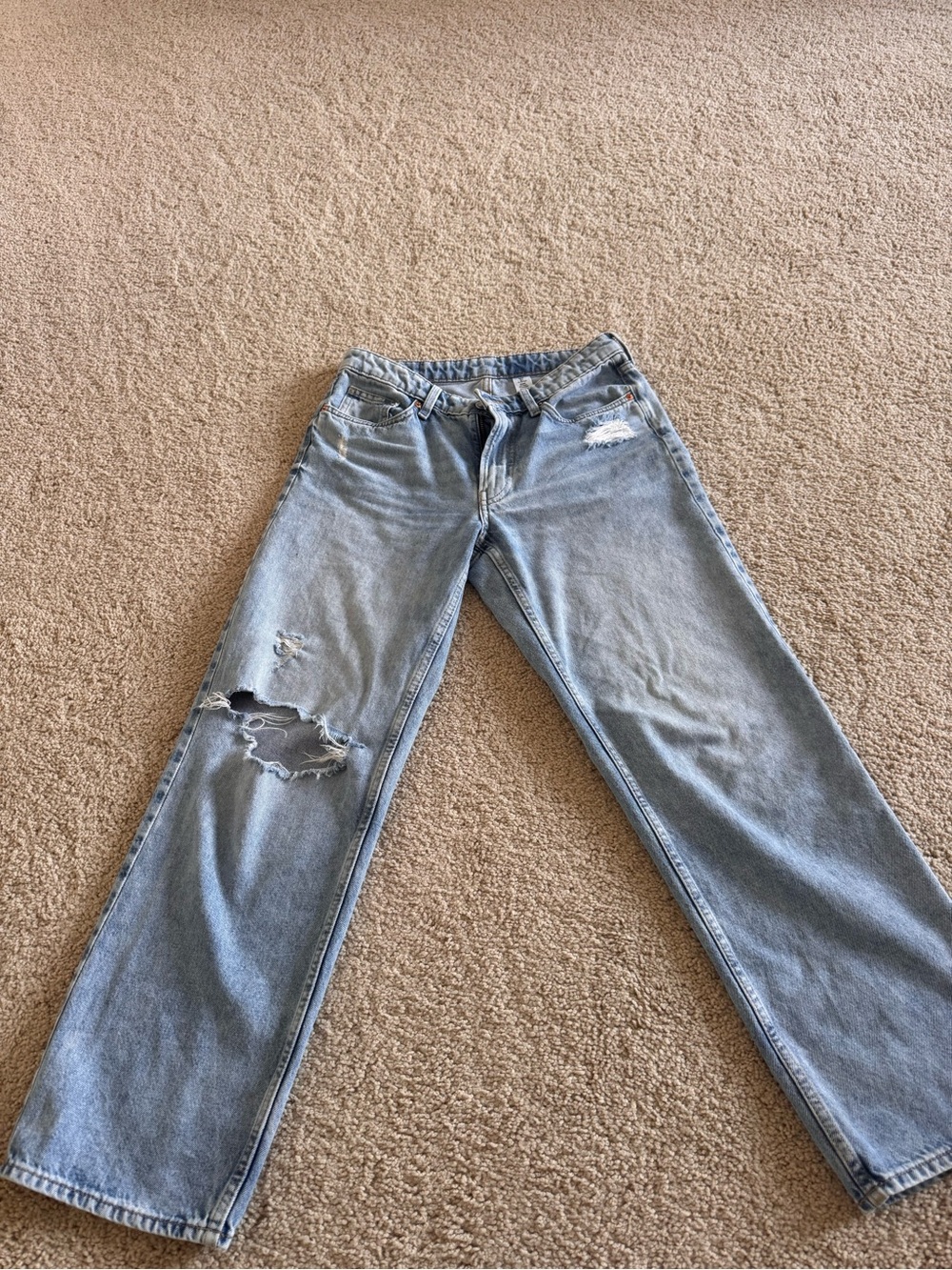 H&M Light Blue low rise -Leg Distressed Jeans